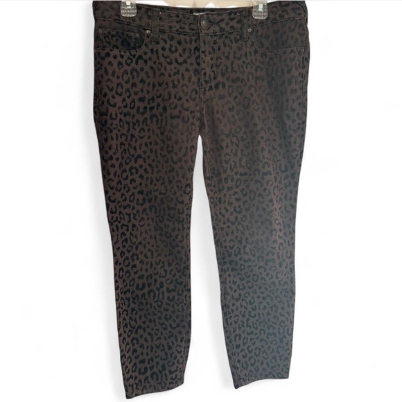 Free People Denim - Free People Leopard Print Ankle Jeans - Brown and Black Size 30